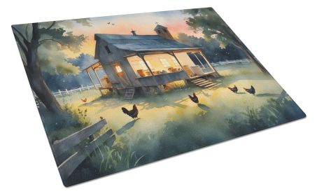 Chicken Coop at Dawn Glass Cutting Board Decorative Tempered Glass Kitchen Cutting and Serving Board Large Size Chopping Board (Default: Default)