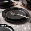 12-Piece Stoneware Dinnerware Sets with Mugs | Microwave & Dishwasher Safe | FDA Certified Non-Toxic Dinner Plates Bowls Set | Stackable Matte Glaze K